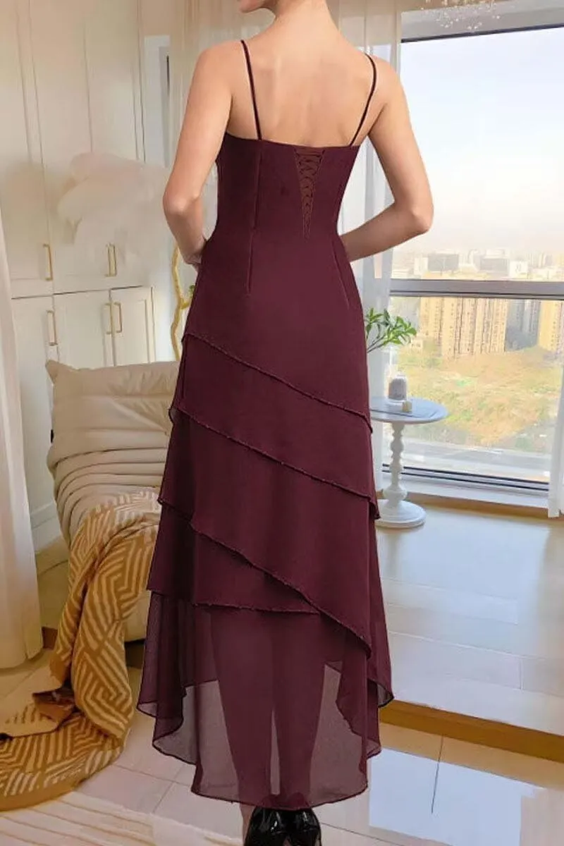 2 Piece Mother of The Bride Dresses for Wedding Ruffle Mother of The Groom Dress Chiffon Formal Evening Gown with Cape