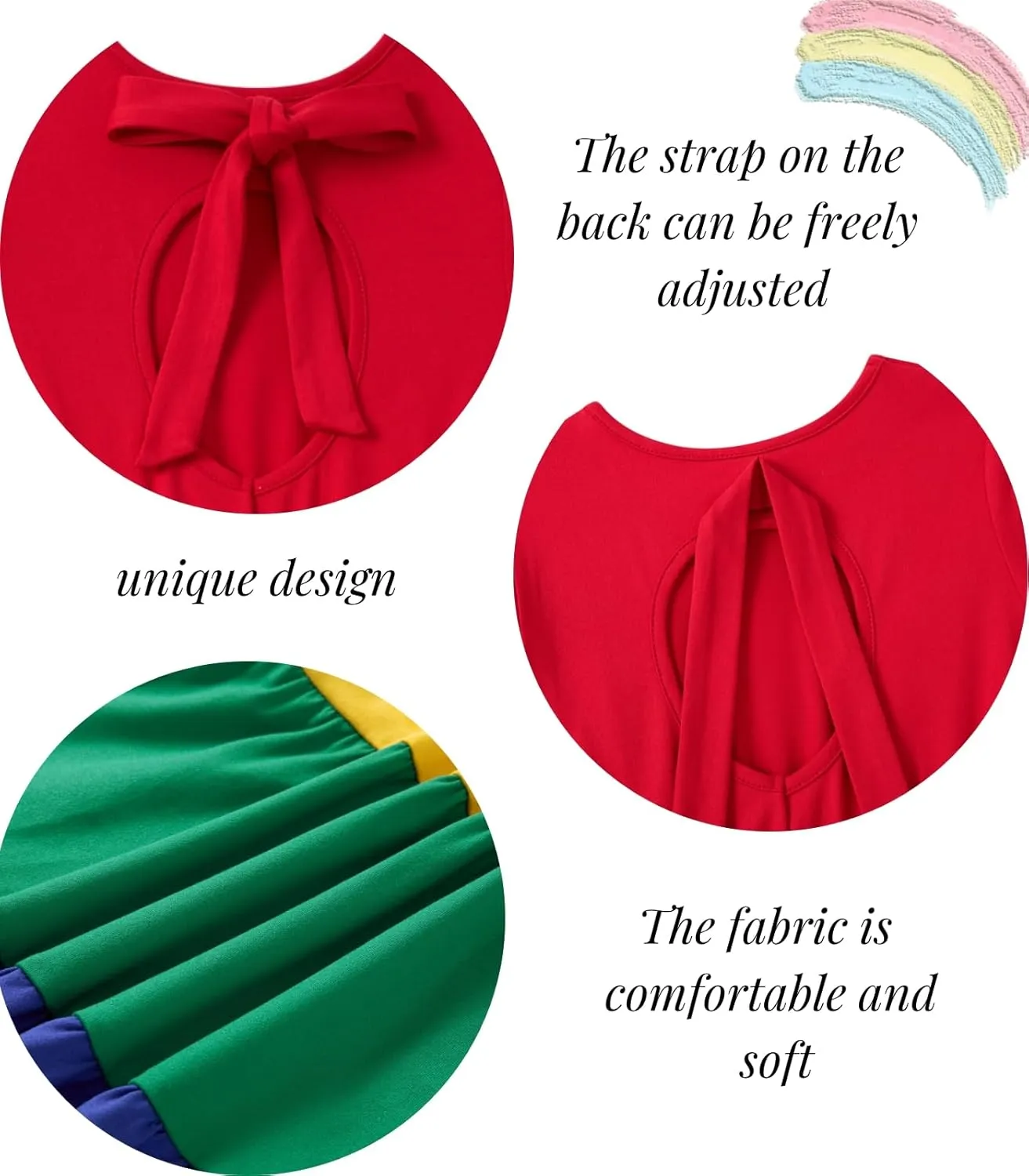 3-7 Years Girls Summer Dresses Tie Back Short Sleeve Ruffle Tiered Twirly Casual Midi Sundress