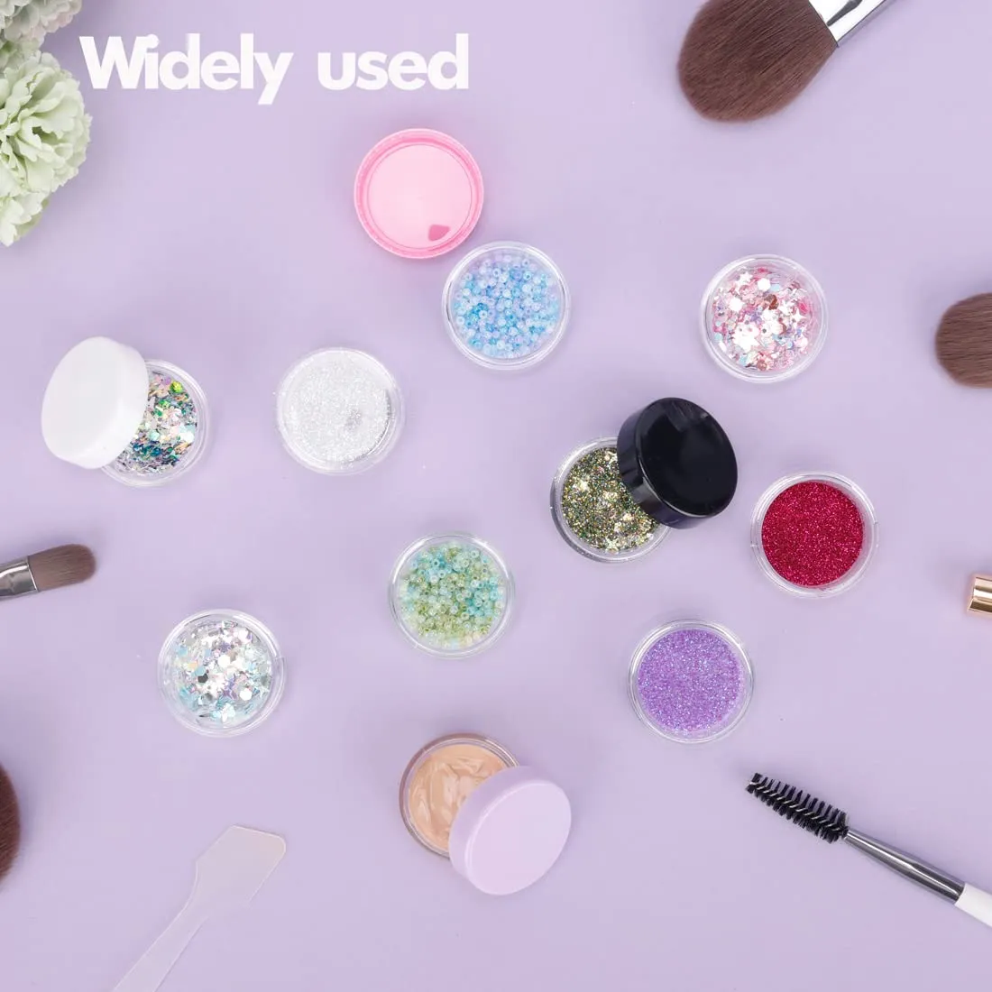 3 Gram Mini Sample Jars with Lids - 100 Count, Empty Lip Balm Containers, Makeup Travel Containers with Labels, Mini Disposable Spatulas