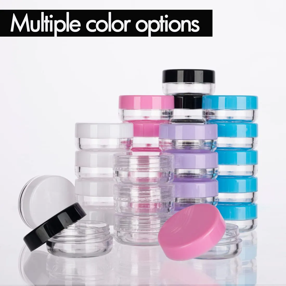 3 Gram Mini Sample Jars with Lids - 100 Count, Empty Lip Balm Containers, Makeup Travel Containers with Labels, Mini Disposable Spatulas