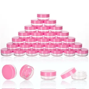 3 Gram Mini Sample Jars with Lids - 100 Count, Empty Lip Balm Containers, Makeup Travel Containers with Labels, Mini Disposable Spatulas