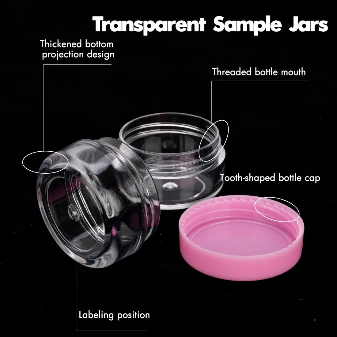 3 Gram Mini Sample Jars with Lids - 100 Count, Empty Lip Balm Containers, Makeup Travel Containers with Labels, Mini Disposable Spatulas