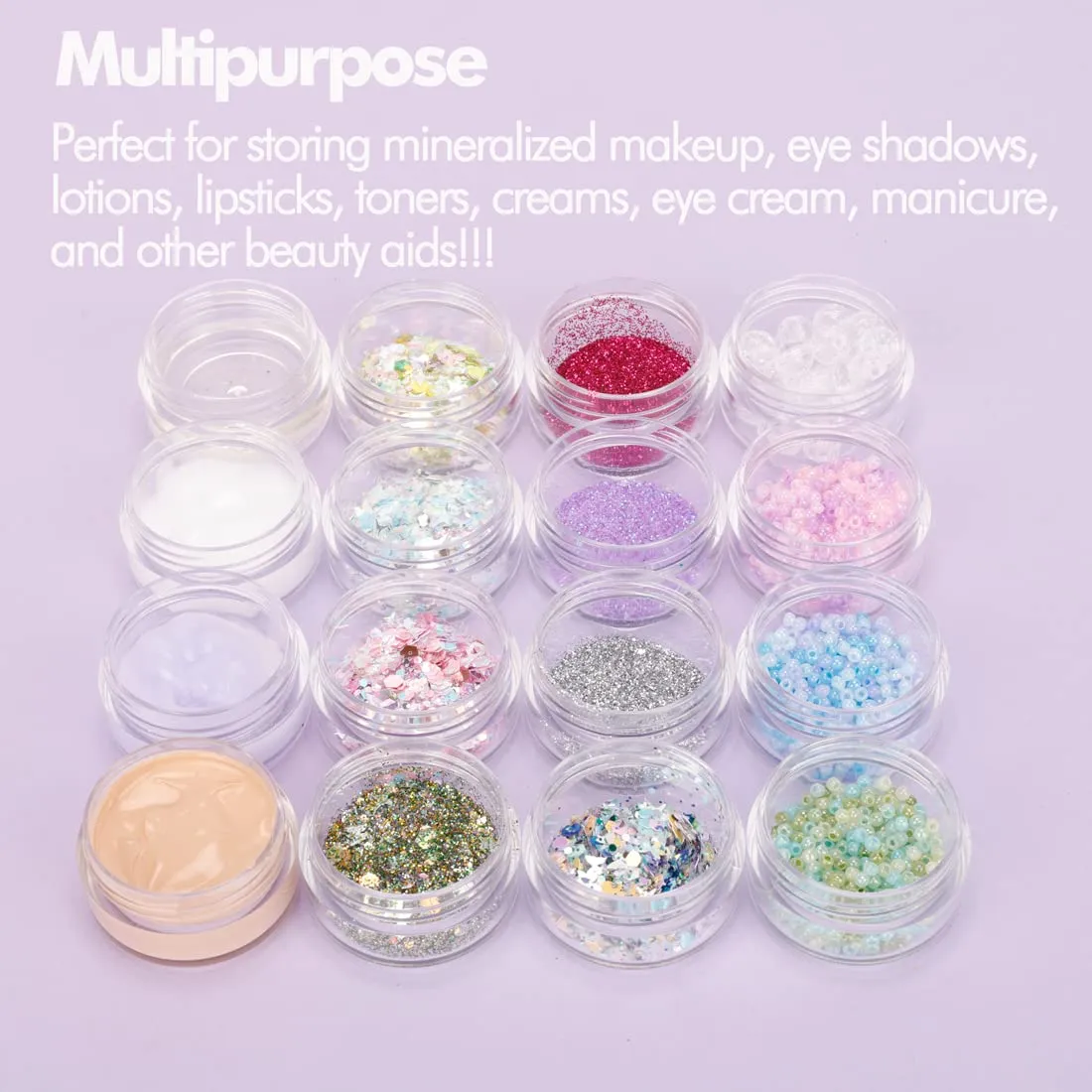 3 Gram Mini Sample Jars with Lids - 100 Count, Empty Lip Balm Containers, Makeup Travel Containers with Labels, Mini Disposable Spatulas