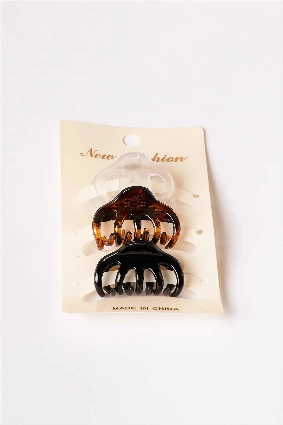 3pcs Clear Brown Black Mini Hair Claw Clips