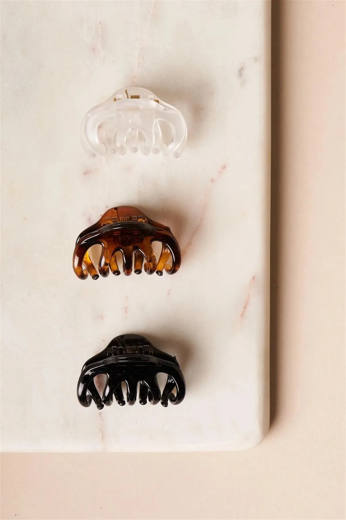 3pcs Clear Brown Black Mini Hair Claw Clips