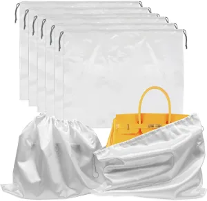 6 Pack Dust Bags for Large Handbags Dust Cover Storage Bags Silk Dustproof Drawstring Storage Bag Travel Storage Pouch(15.7x19.7 Inch)