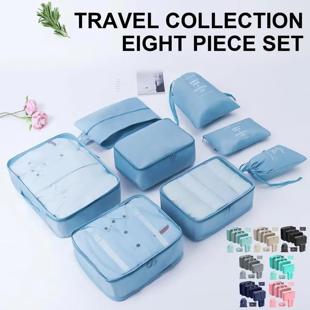 8x/Set Travel Organiser Packing Cubes Waterproof Suitcase Organiser for Woman