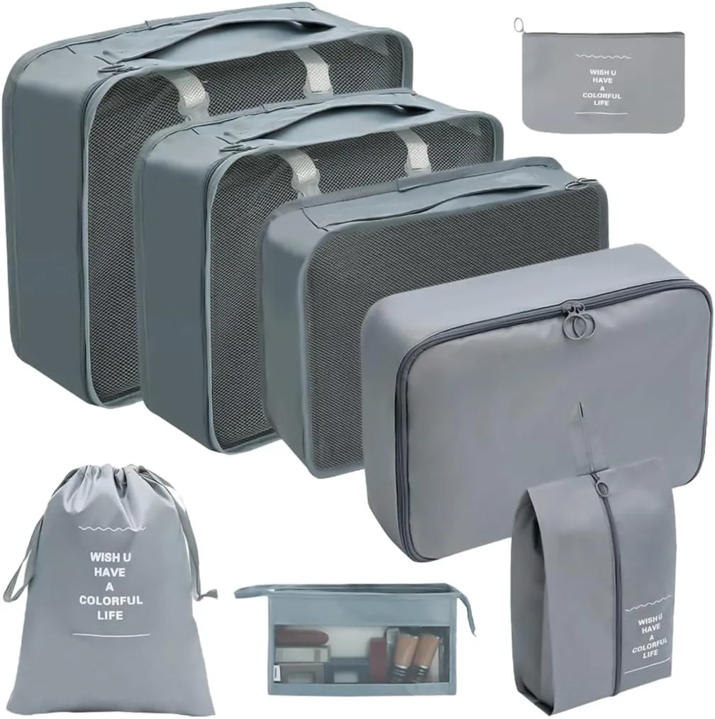 8x/Set Travel Organiser Packing Cubes Waterproof Suitcase Organiser for Woman