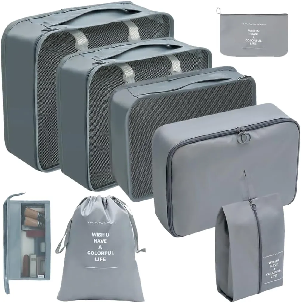8x/Set Travel Organiser Packing Cubes Waterproof Suitcase Organiser for Woman
