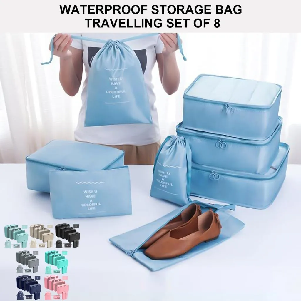 8x/Set Travel Organiser Packing Cubes Waterproof Suitcase Organiser for Woman