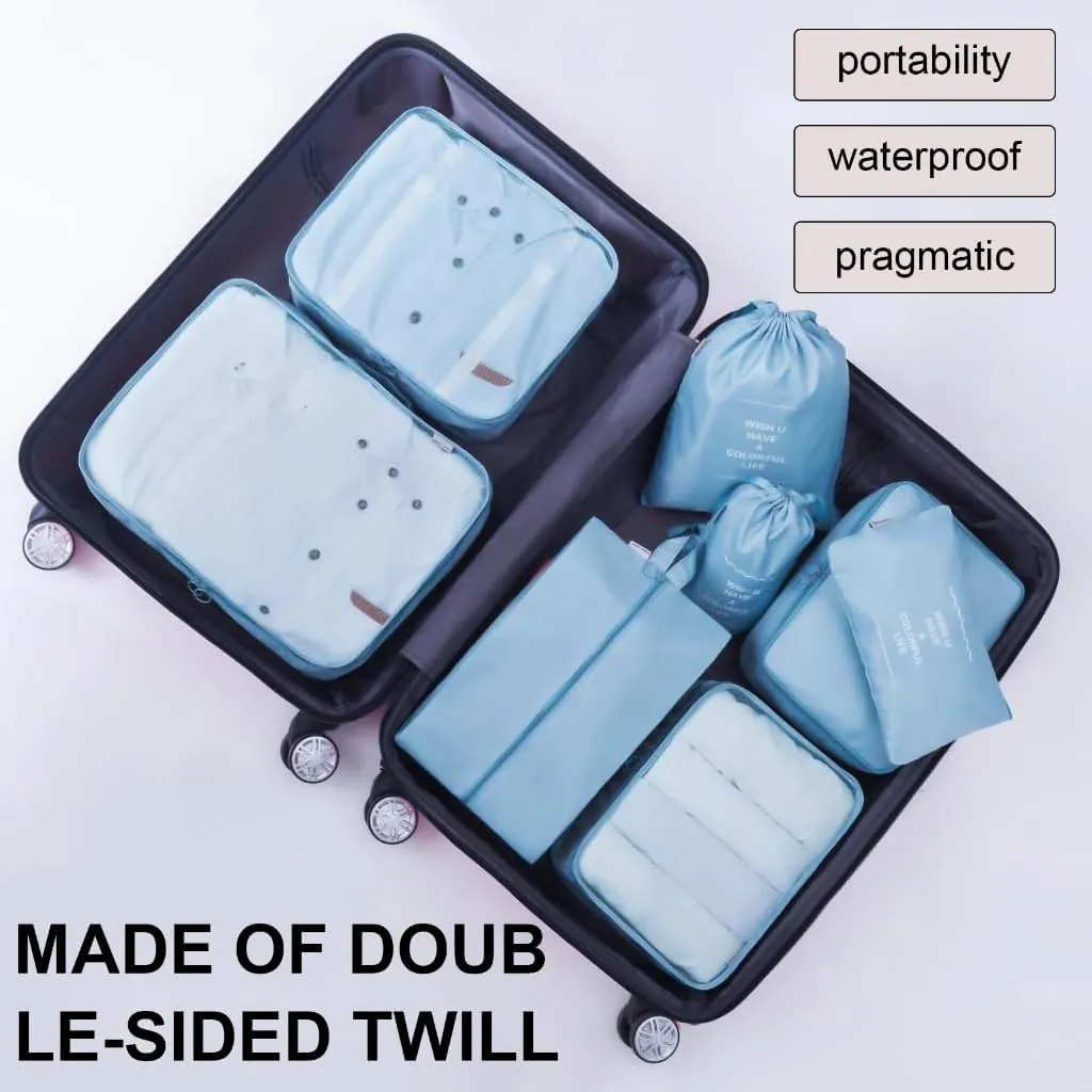 8x/Set Travel Organiser Packing Cubes Waterproof Suitcase Organiser for Woman