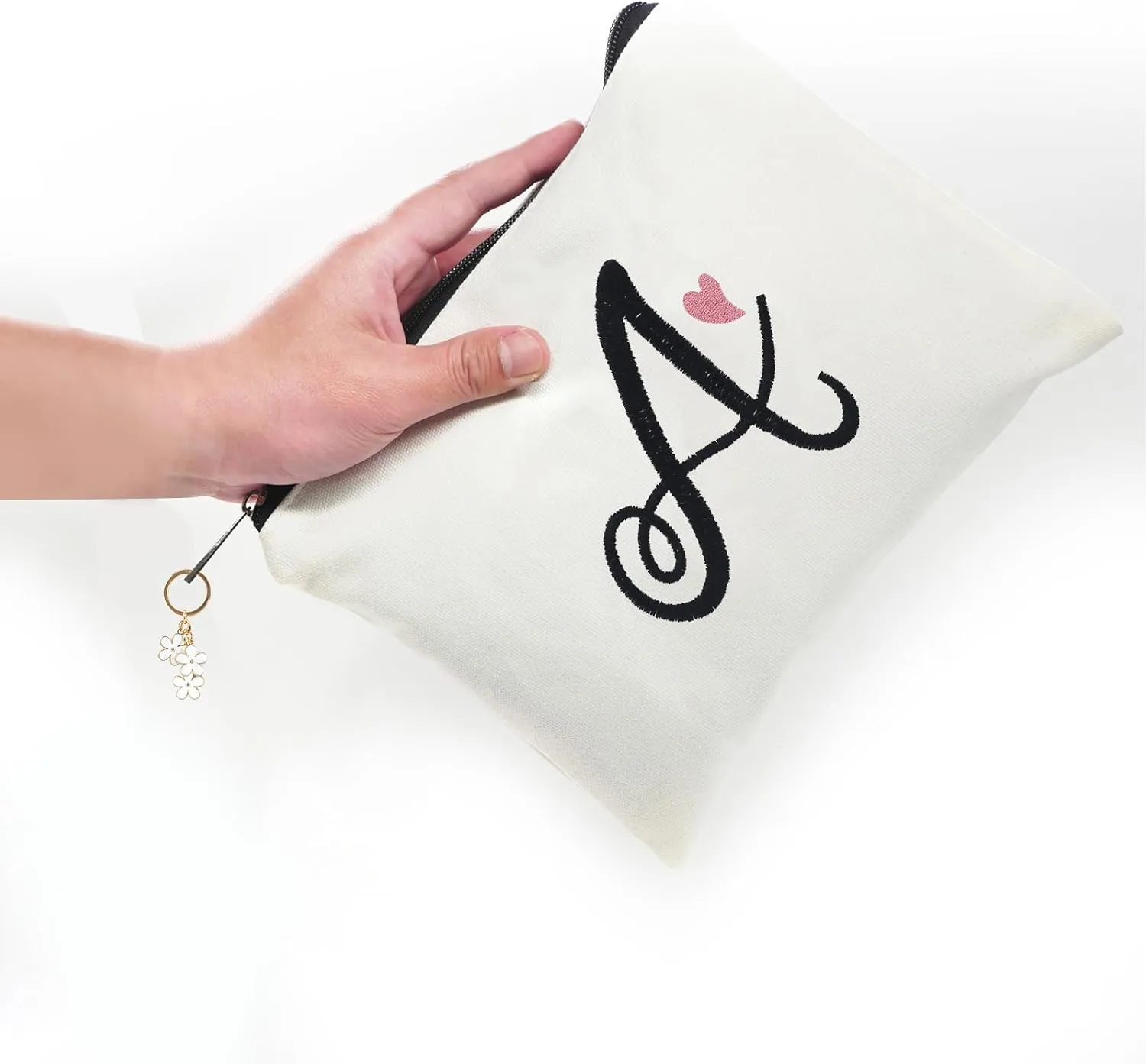 A-Z Embroidered letter combination cosmetic bagPersonalized Present Bag,cute Makeup Bag, Suitable for Wedding, Birthday, Holiday, is a Great Gift for Women, Mom, Teachers, Friends, Bridesmaids (L)