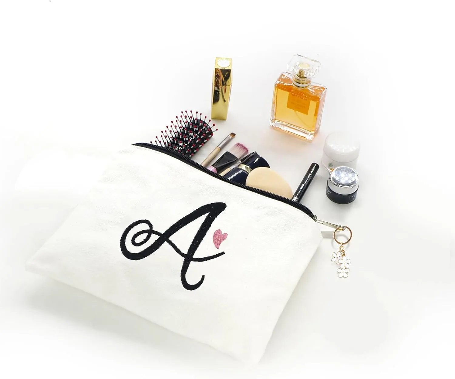 A-Z Embroidered letter combination cosmetic bagPersonalized Present Bag,cute Makeup Bag, Suitable for Wedding, Birthday, Holiday, is a Great Gift for Women, Mom, Teachers, Friends, Bridesmaids (L)