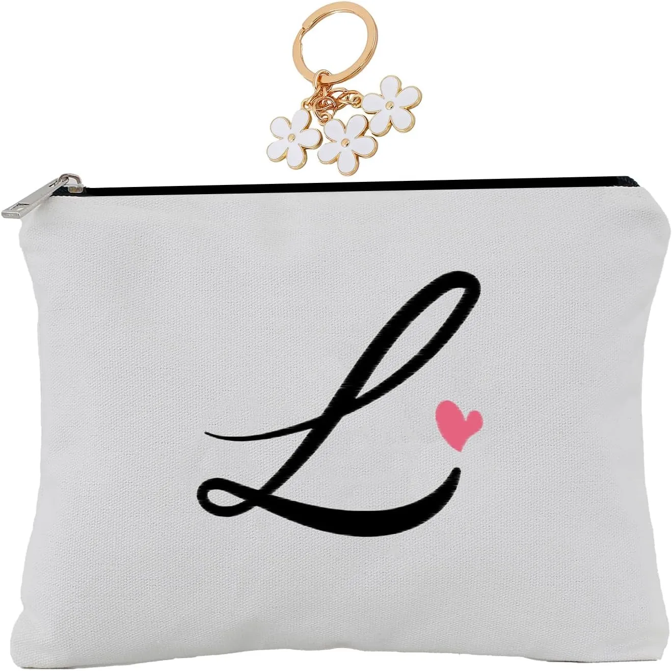 A-Z Embroidered letter combination cosmetic bagPersonalized Present Bag,cute Makeup Bag, Suitable for Wedding, Birthday, Holiday, is a Great Gift for Women, Mom, Teachers, Friends, Bridesmaids (L)