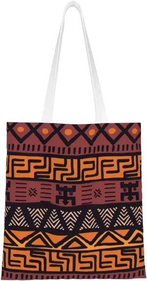 African Mud Cloth Tribal Print Totes, Portable Beach Bag,Reusable Grocery Bags Foldable Shopping With Handlesbags
