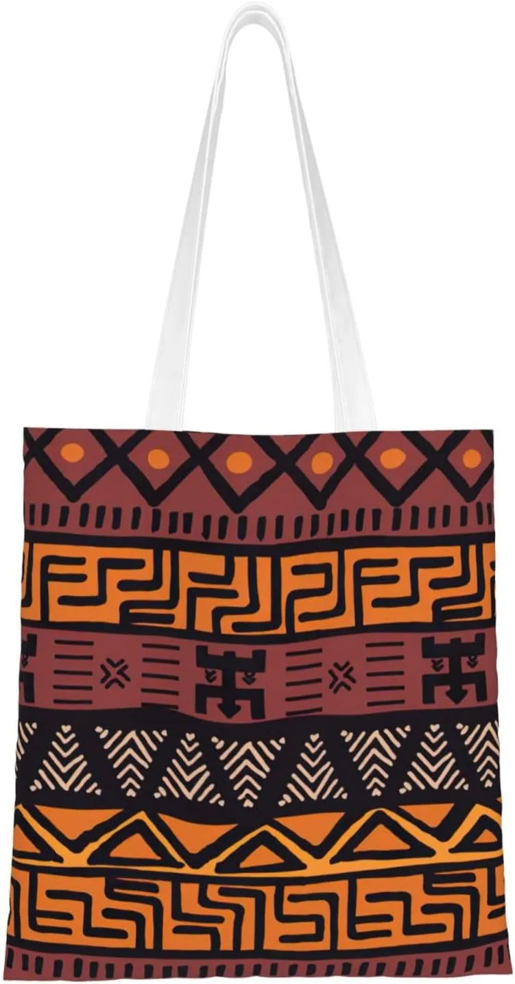 African Mud Cloth Tribal Print Totes, Portable Beach Bag,Reusable Grocery Bags Foldable Shopping With Handlesbags