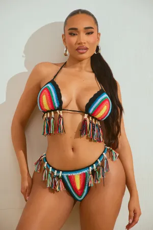 Alyssa Crochet Tassel 2 Piece Bikini - Multi Color