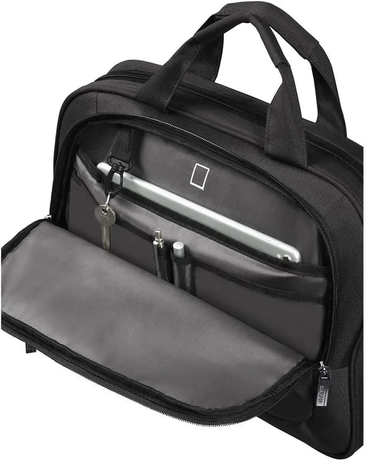 American Tourister Unisex Adult Briefcase, Black (Black/Orange), M (15.6 Inch)