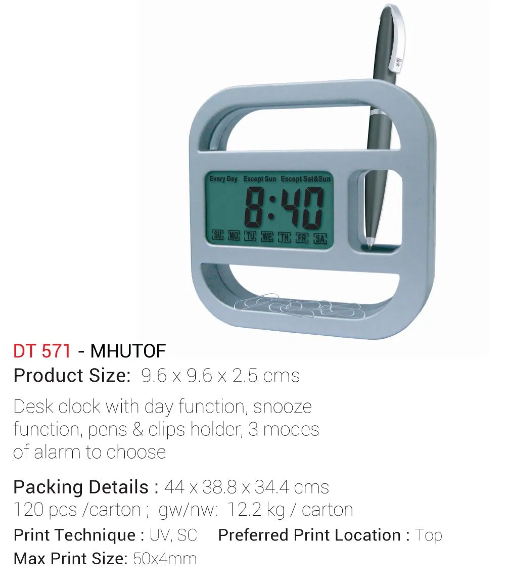 AMS- DT 571 MHUTOF Desk Clock with Day Function