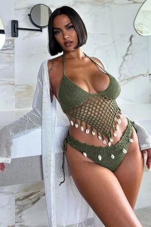 Arista Shells 2 Piece Crochet Sunsuit - Olive