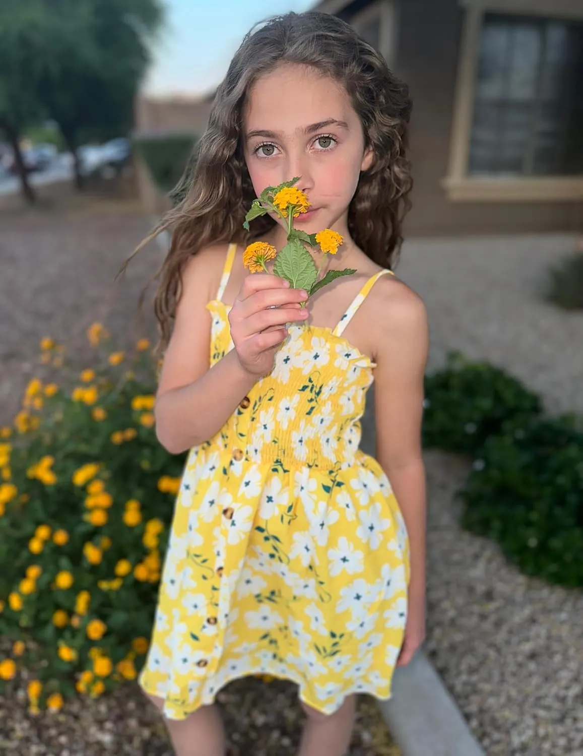 Arshiner Girl's Summer Sleeveless Casual Sundress Holiday Smock Cami Button Dress for 4-12 Years