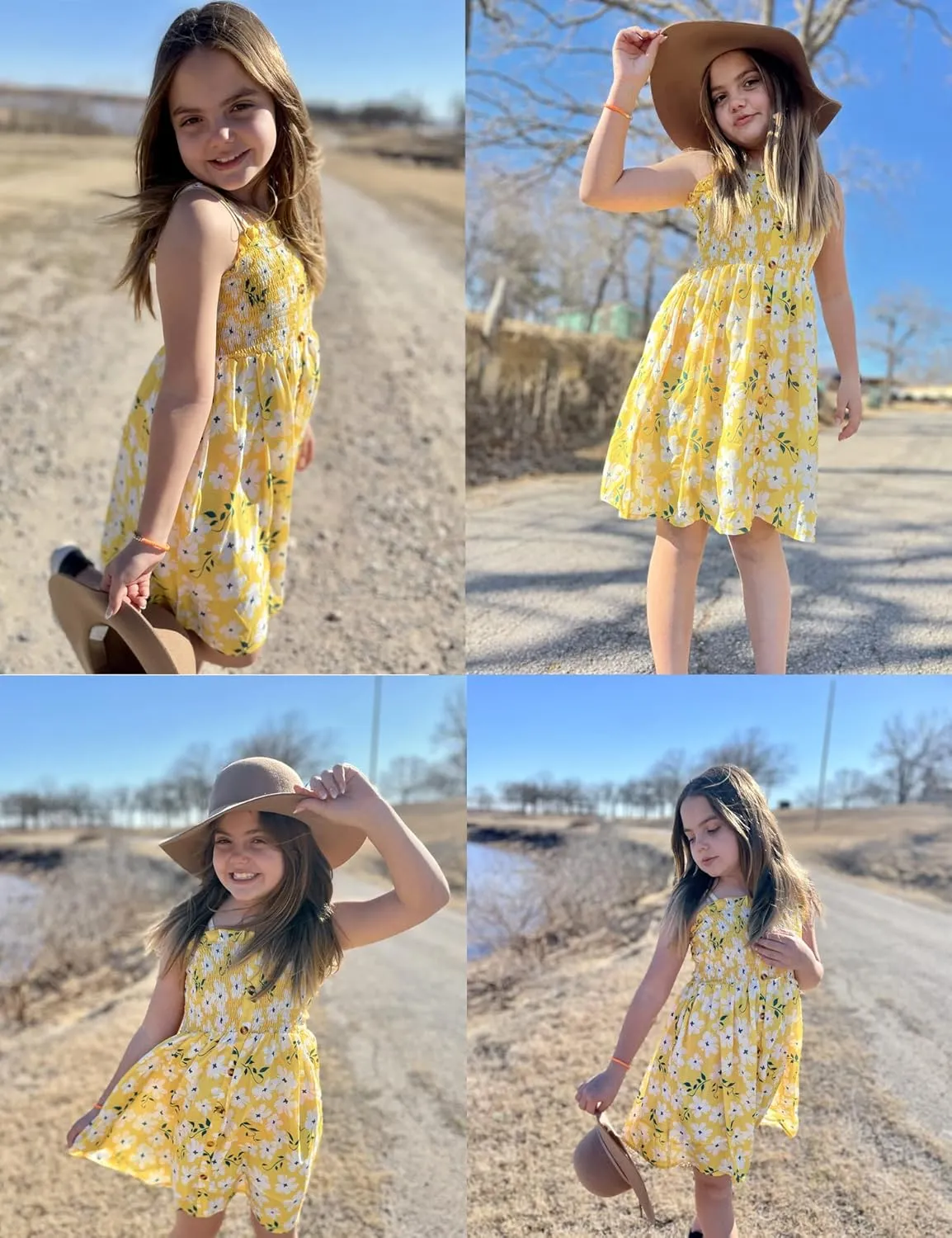 Arshiner Girl's Summer Sleeveless Casual Sundress Holiday Smock Cami Button Dress for 4-12 Years