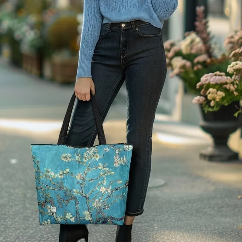 Art Lover Zippered Tote Bag Waterproof Large Work Tote Bags, Van Gogh Artwork Women's Purse Handbags Travel Totes
