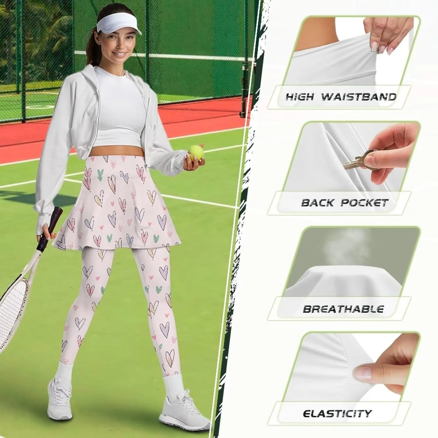 Athletic Skirt with Leggings 2025 Pickleball Clothes Gym Active with Back Pockets Spring Skirts