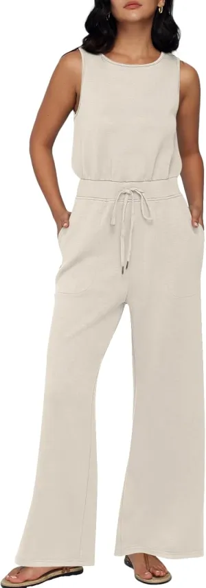 AUTOMET Womens Jumpsuits Dressy Summer Outfits Casual Sleeveless Wide Leg Long Pants Rompers Fashion Clothes