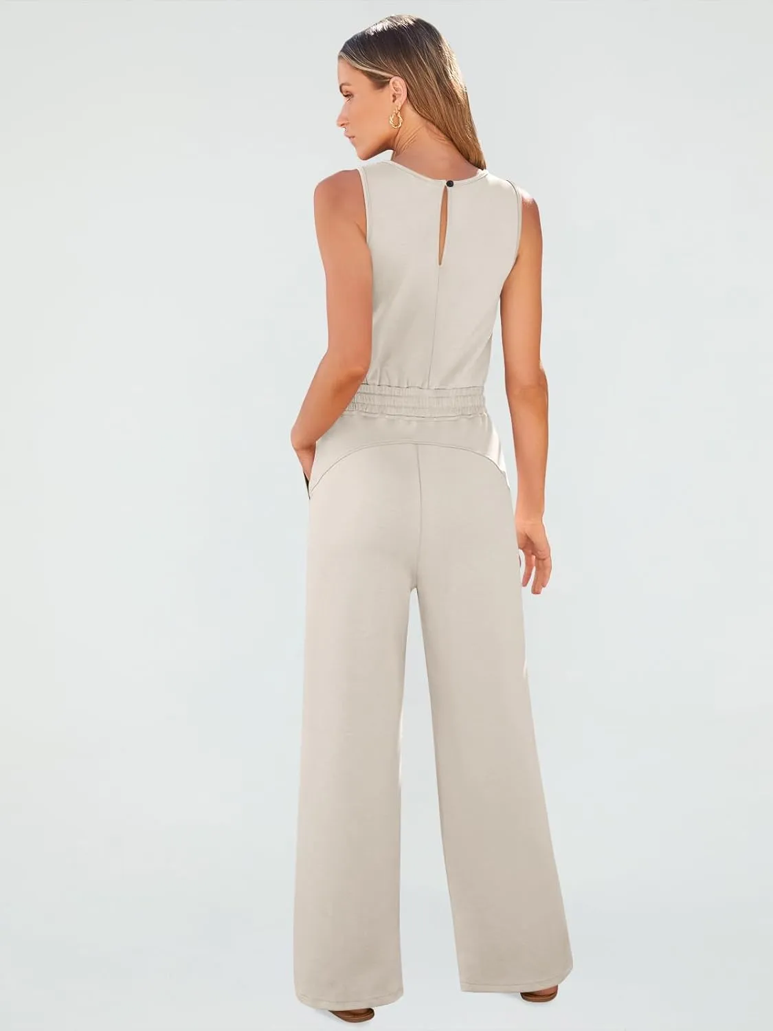 AUTOMET Womens Jumpsuits Dressy Summer Outfits Casual Sleeveless Wide Leg Long Pants Rompers Fashion Clothes