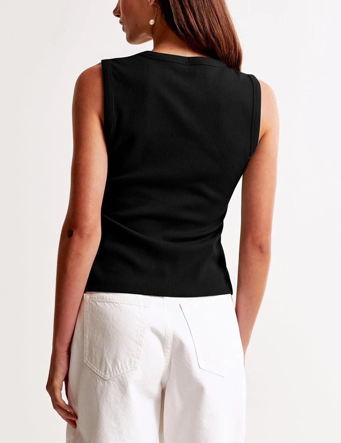 BAIGRAM Women Button Down Fitted Ribbed Tank Tops Cute Summer Sleeveless Vest Tops Going Out Y2K Trendy