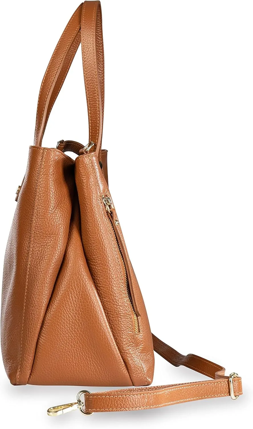 Baroncelli Large Leather Tote Bag Genuine Italian Pebbled Leather Designed and Made in Italy