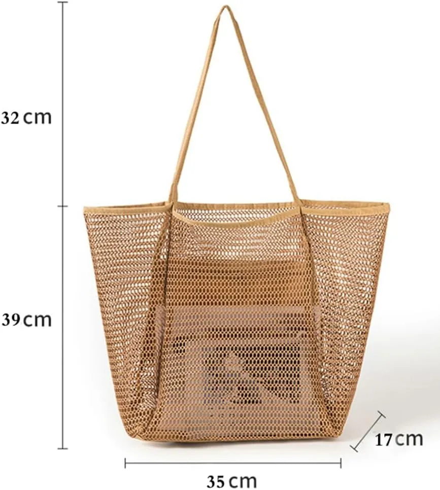 Beach Bags for Women Mesh Large Essentials Woven Vacation Purse Summer Totes Handbags accessories Gifts Shopping