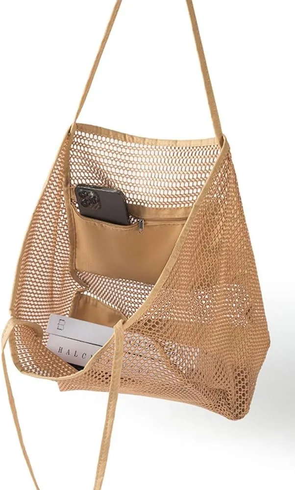 Beach Bags for Women Mesh Large Essentials Woven Vacation Purse Summer Totes Handbags accessories Gifts Shopping