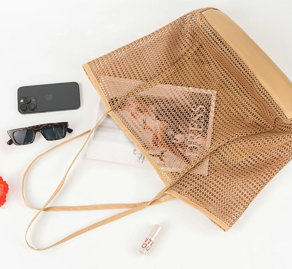 Beach Bags for Women Mesh Large Essentials Woven Vacation Purse Summer Totes Handbags accessories Gifts Shopping