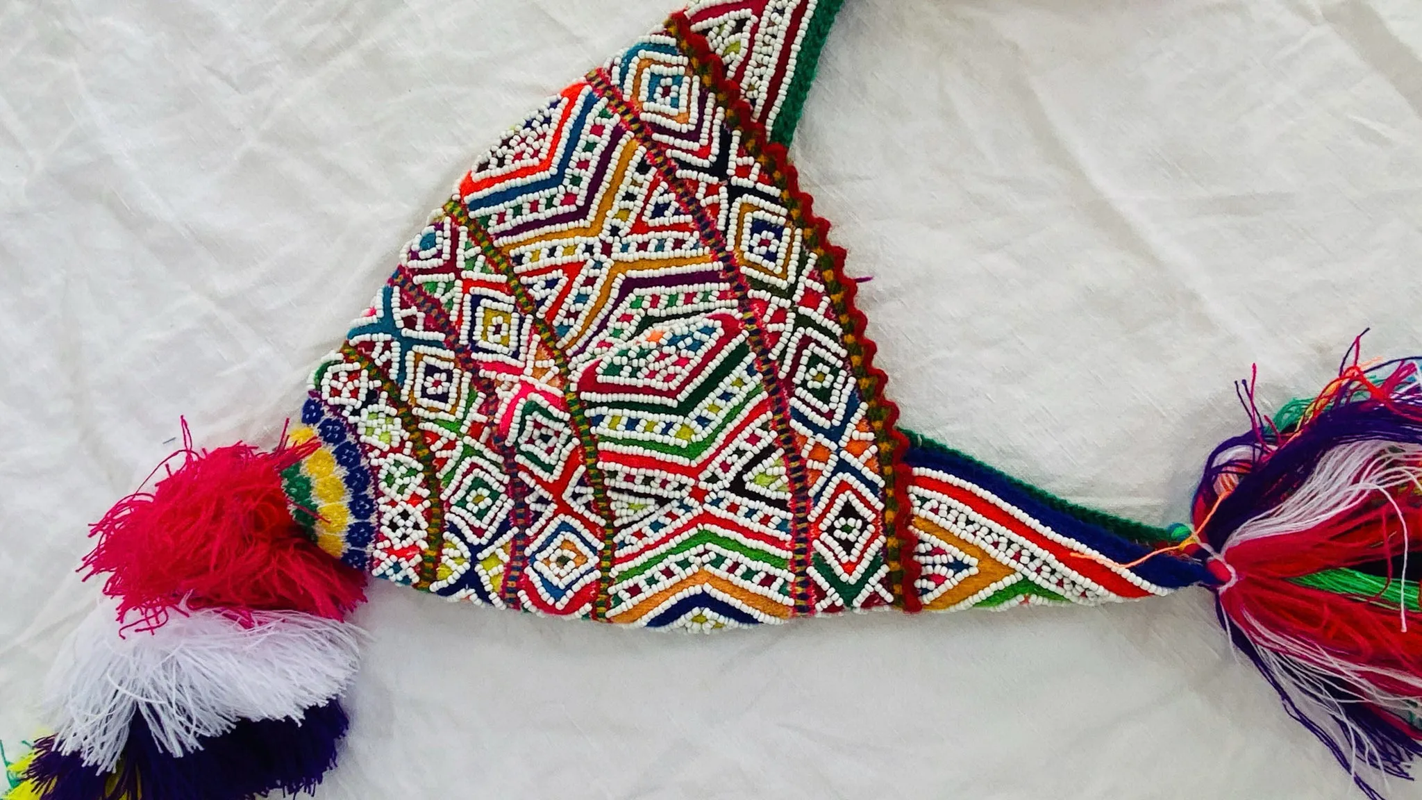 Beaded Qu'ero Ch'ullo Hat. Peru. Winter Hat. Chullo. 0206