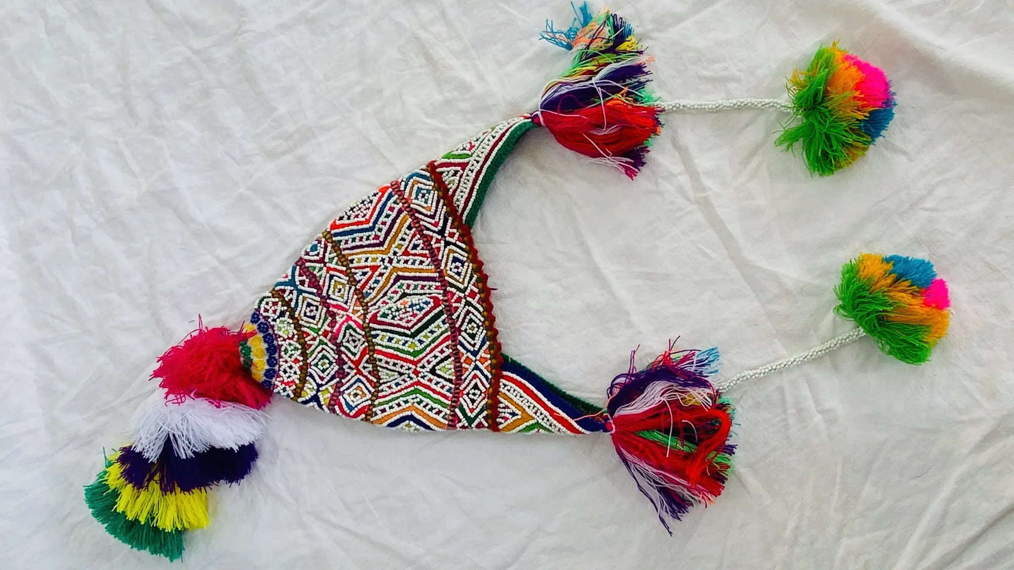 Beaded Qu'ero Ch'ullo Hat. Peru. Winter Hat. Chullo. 0206
