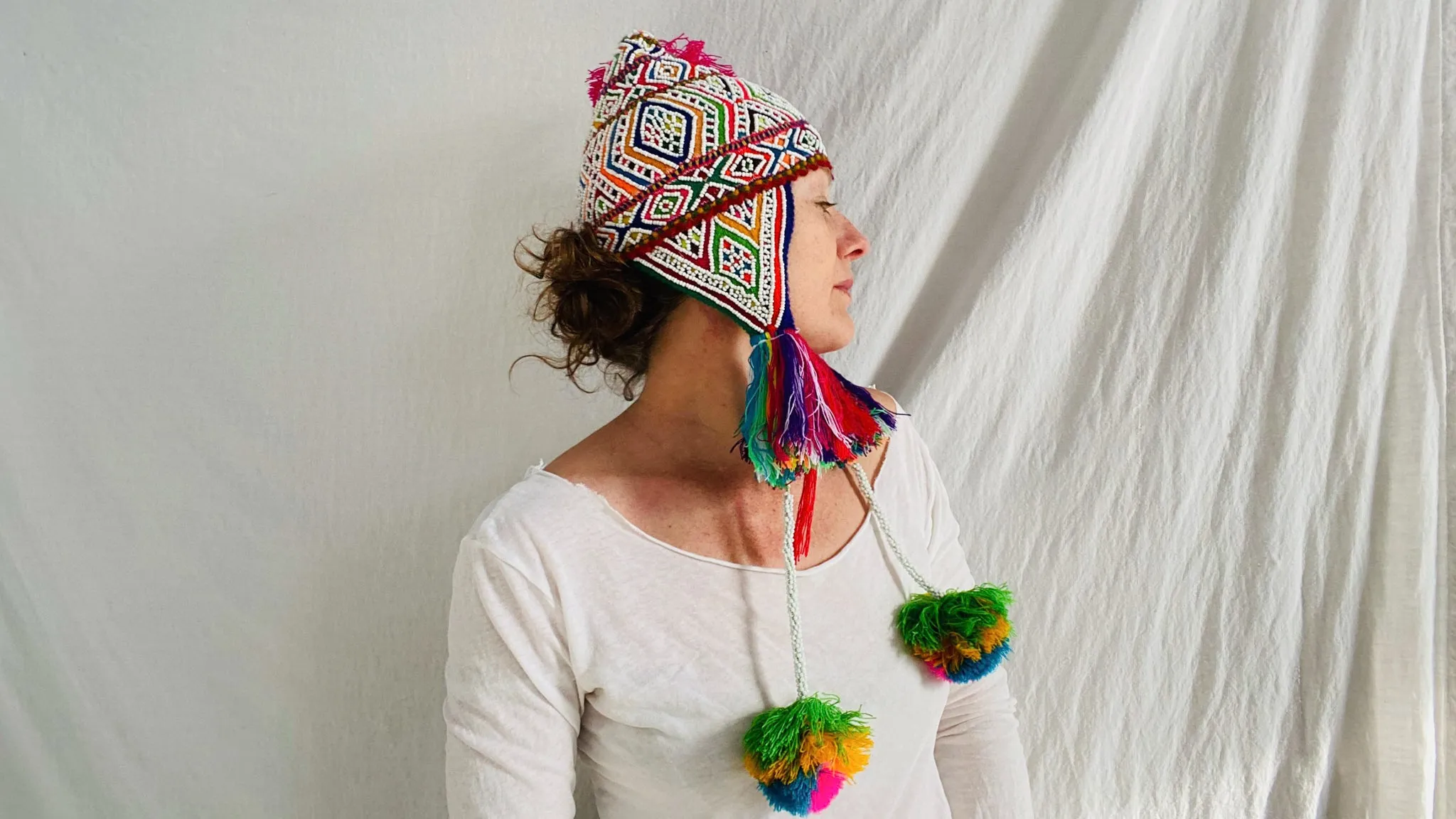 Beaded Qu'ero Ch'ullo Hat. Peru. Winter Hat. Chullo. 0206