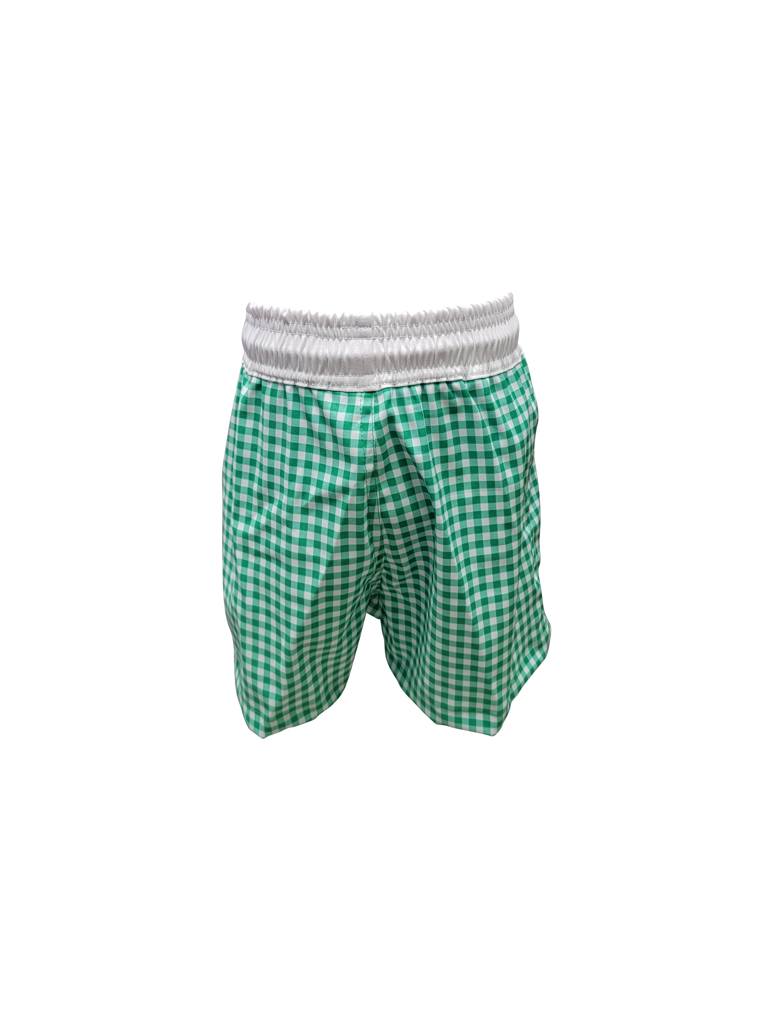 Boy's "Green Checks" Swim Trunks
