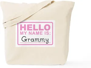 CafePress Grammy Nametag Tote Bag Natural Canvas Tote Bag, Reusable Shopping Bag