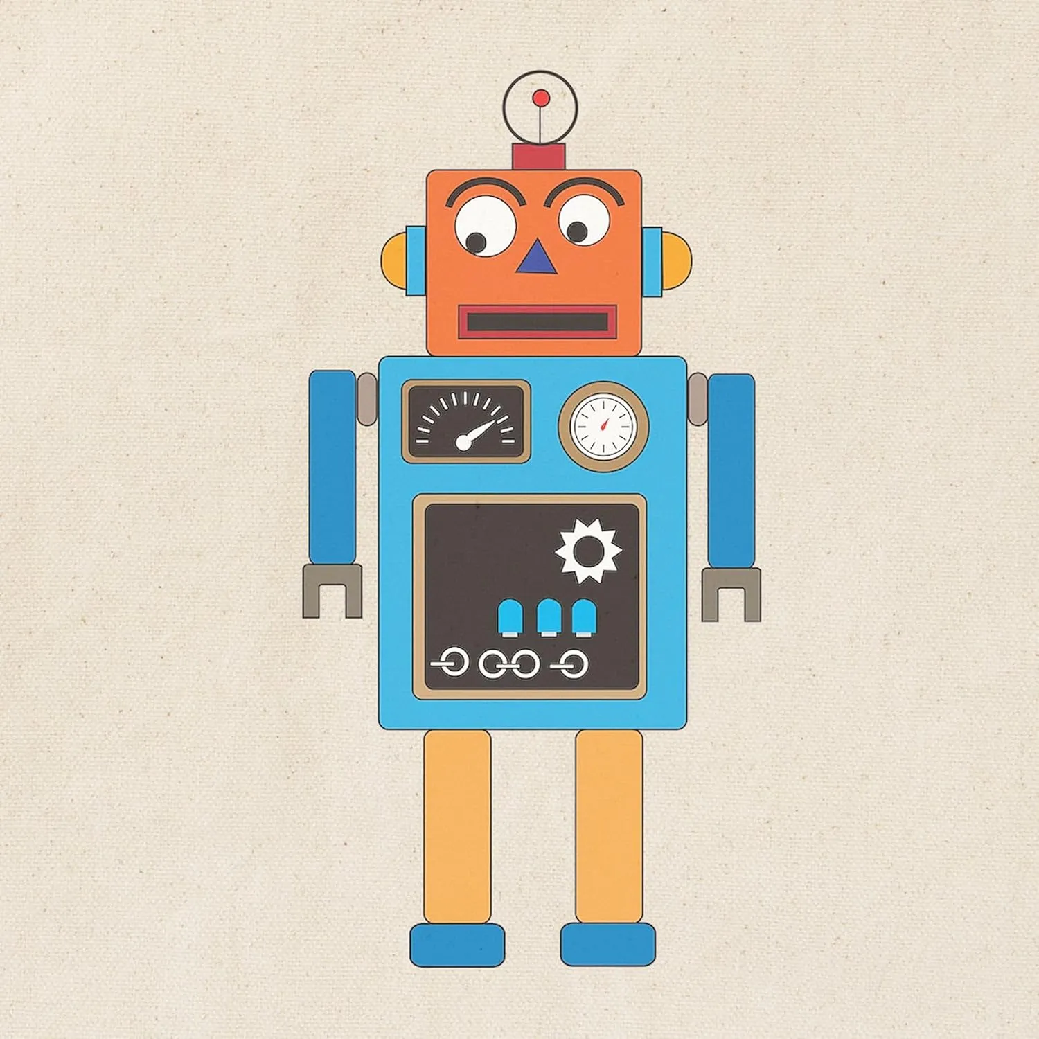 CafePress Robot By Marina Leal Tote Bag Natural Canvas Tote Bag, Reusable Shopping Bag