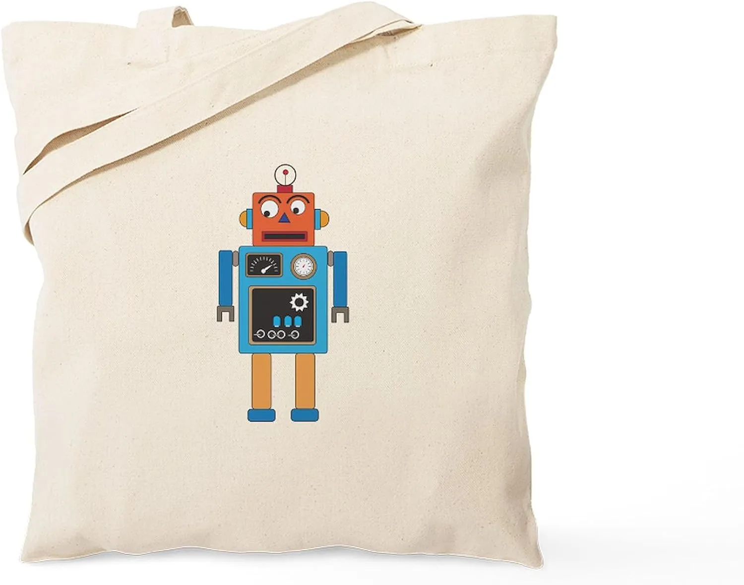 CafePress Robot By Marina Leal Tote Bag Natural Canvas Tote Bag, Reusable Shopping Bag