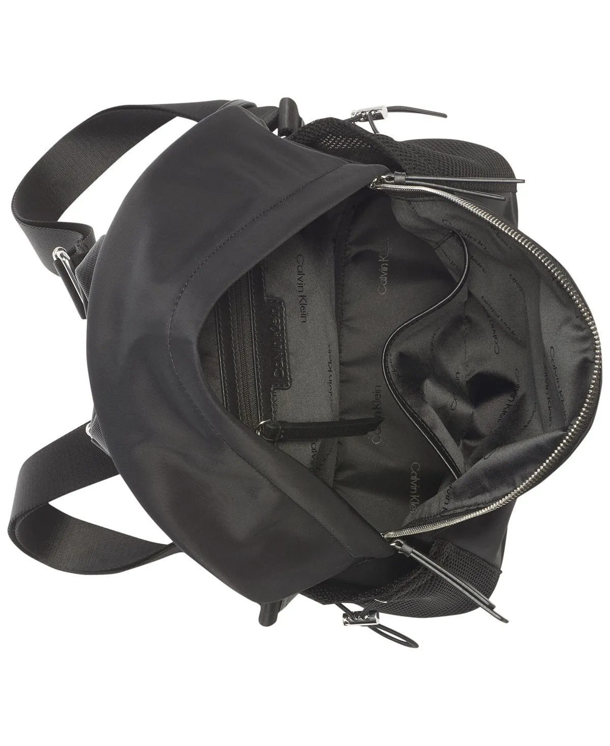 Calvin Klein Mesh Nylon Jessie Backpack with Side Pockets, Black