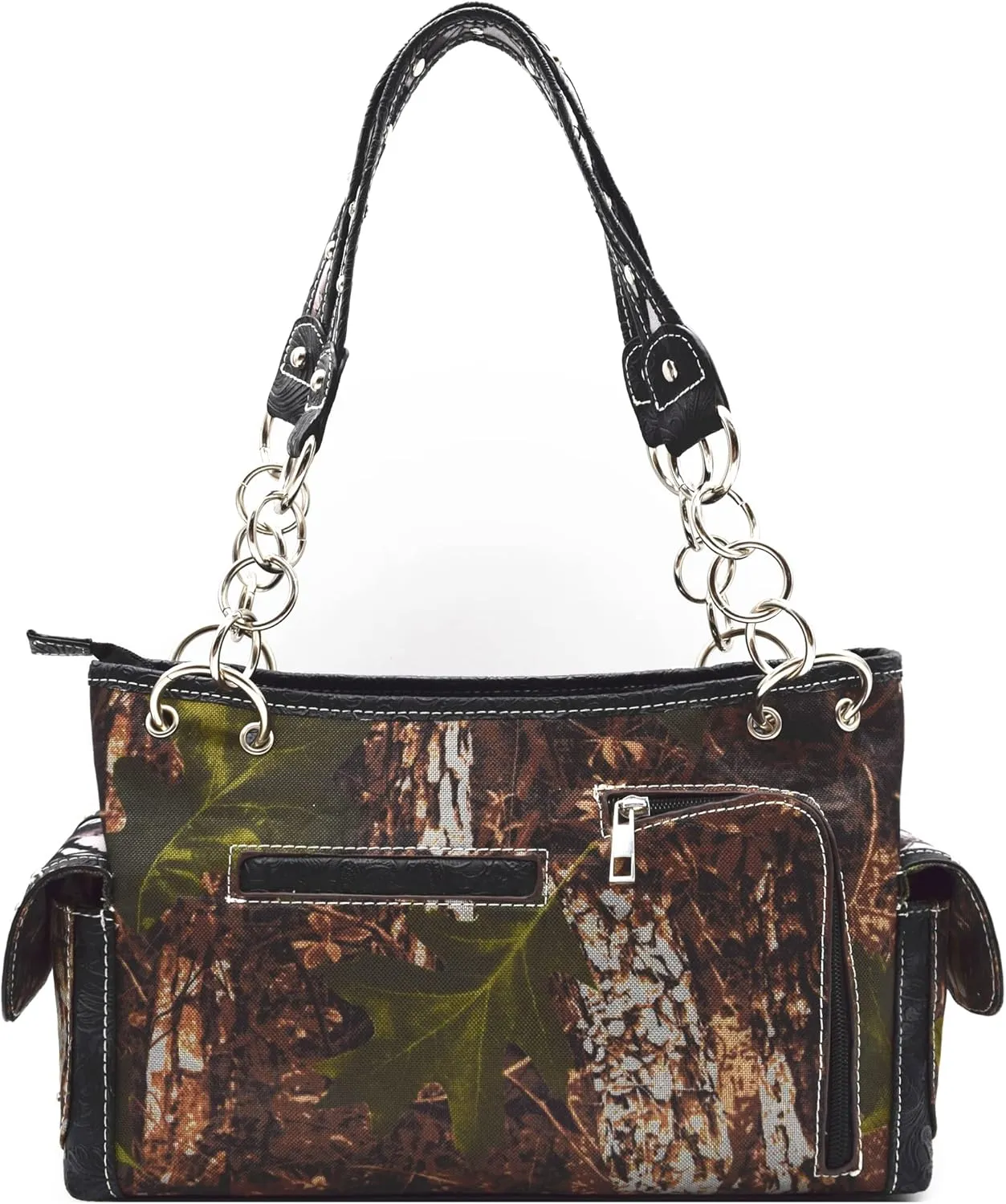 Camouflage Western Style Totes Studded Floral Handbag Tooled Leather Purse Country Women Shoulder Bag Zipper Wallet Set