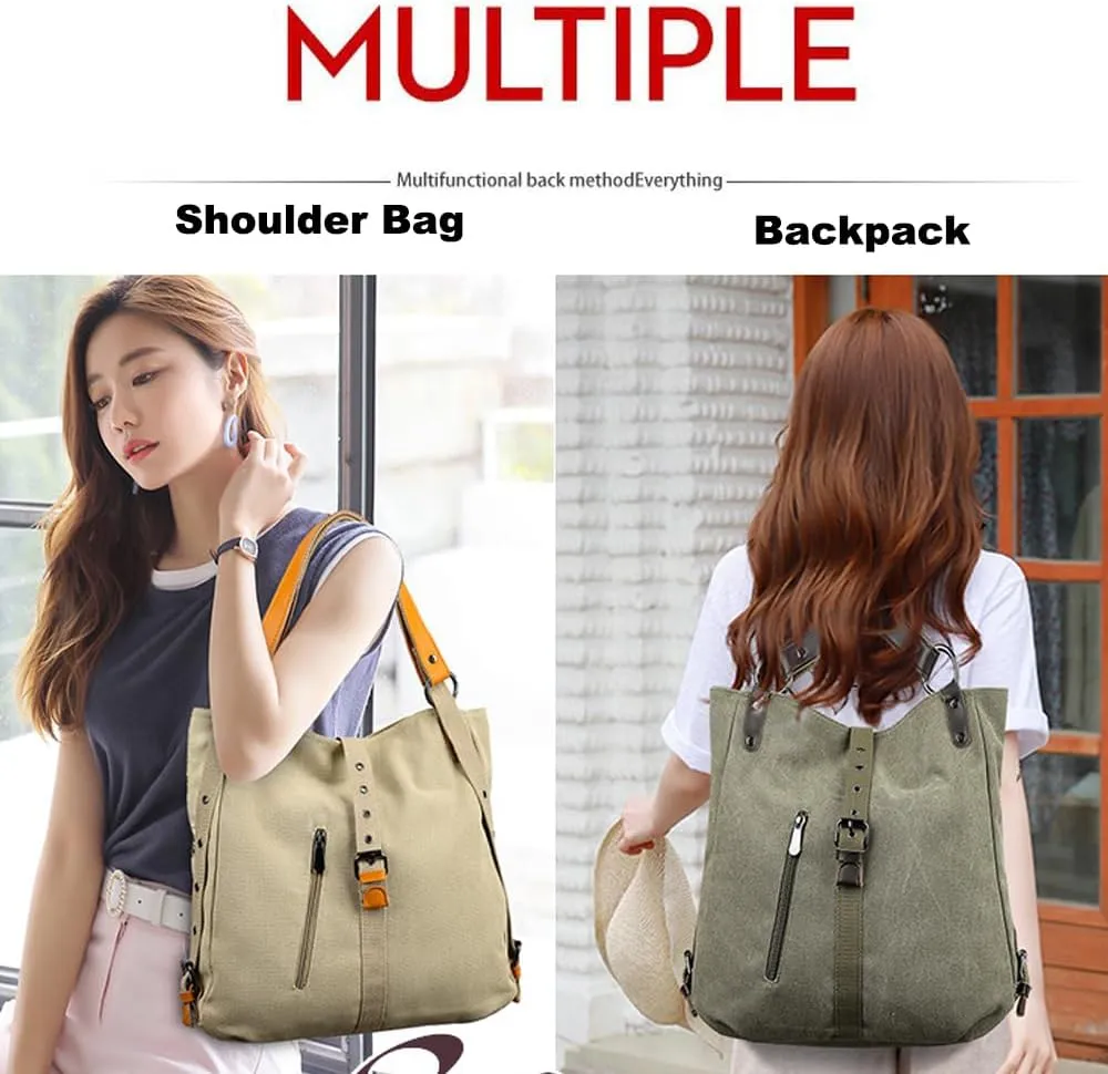 Canvas Shoulder Tote Bag Backpack for Women Hobo Handbag Ladies Totes Messenger Satchel Bags Casual Purse Handbags