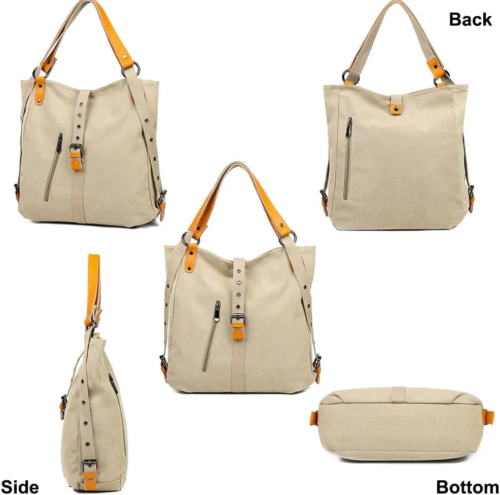 Canvas Shoulder Tote Bag Backpack for Women Hobo Handbag Ladies Totes Messenger Satchel Bags Casual Purse Handbags