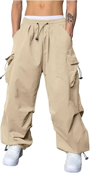 Cargo Pant for Men Casual Work Pant Elastic Waist Drawstring Cotton Track Pants with Multiple Pockets