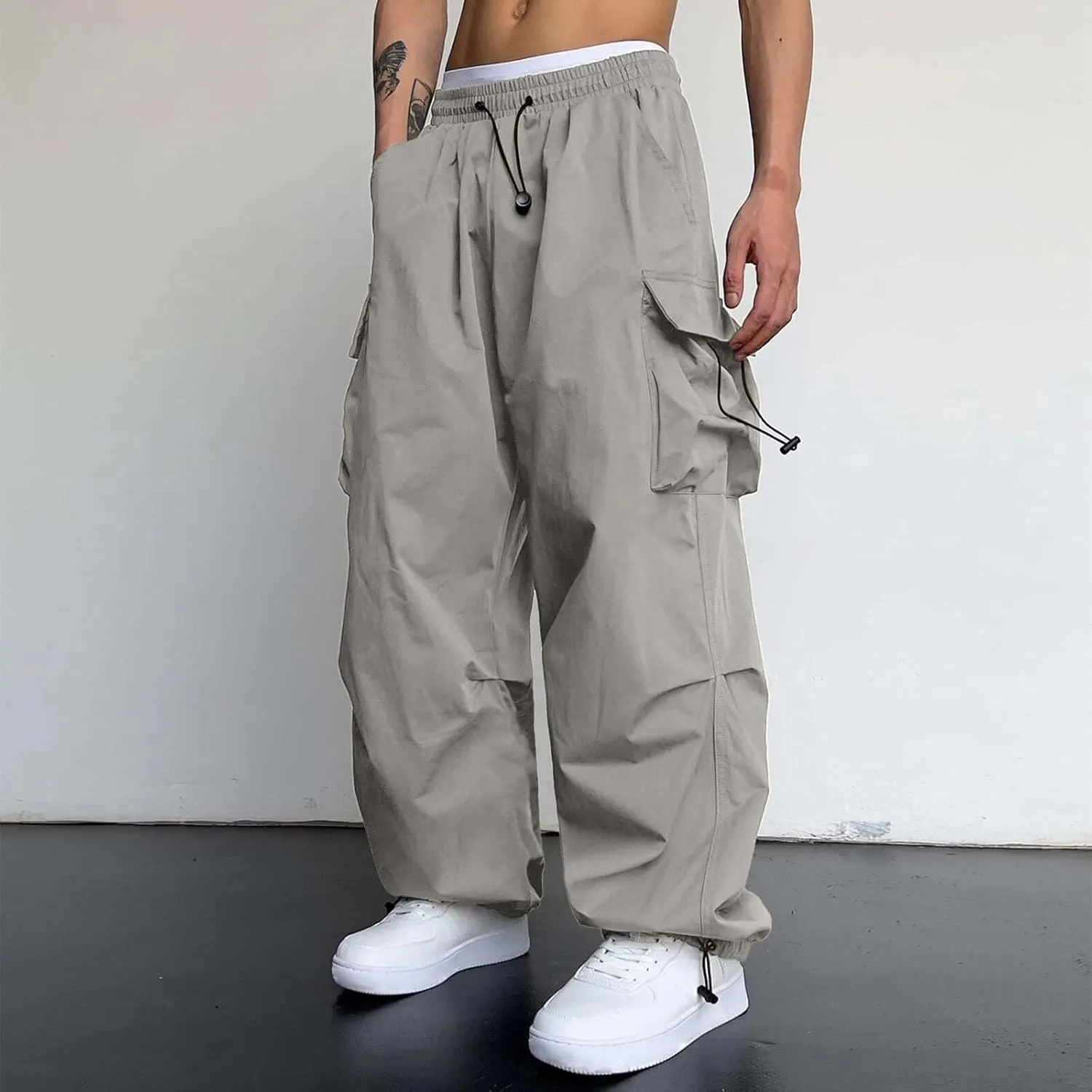 Cargo Pants for Men Casual Lightweight Elastic Waist Pant Work Pant with Pockets