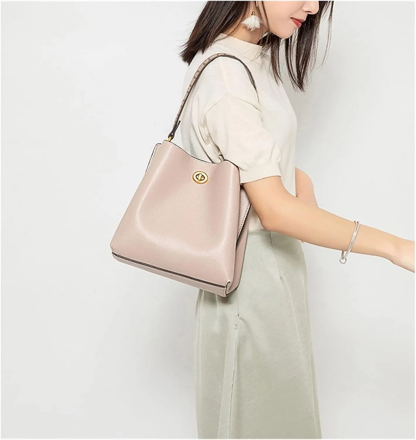 Casual Bucket Bag For Women Handbags Large Capacity Fashion Female Shoulder Bag Ladies Messenger Bag Totes(Black)