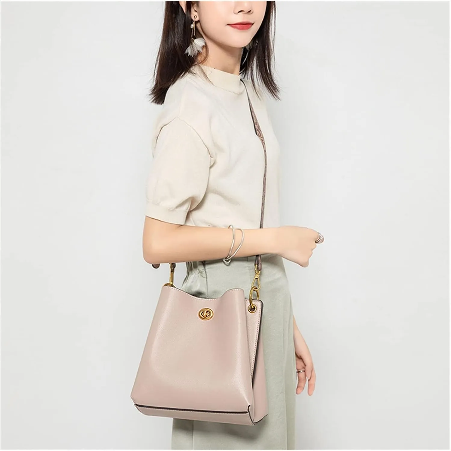 Casual Bucket Bag For Women Handbags Large Capacity Fashion Female Shoulder Bag Ladies Messenger Bag Totes(Black)